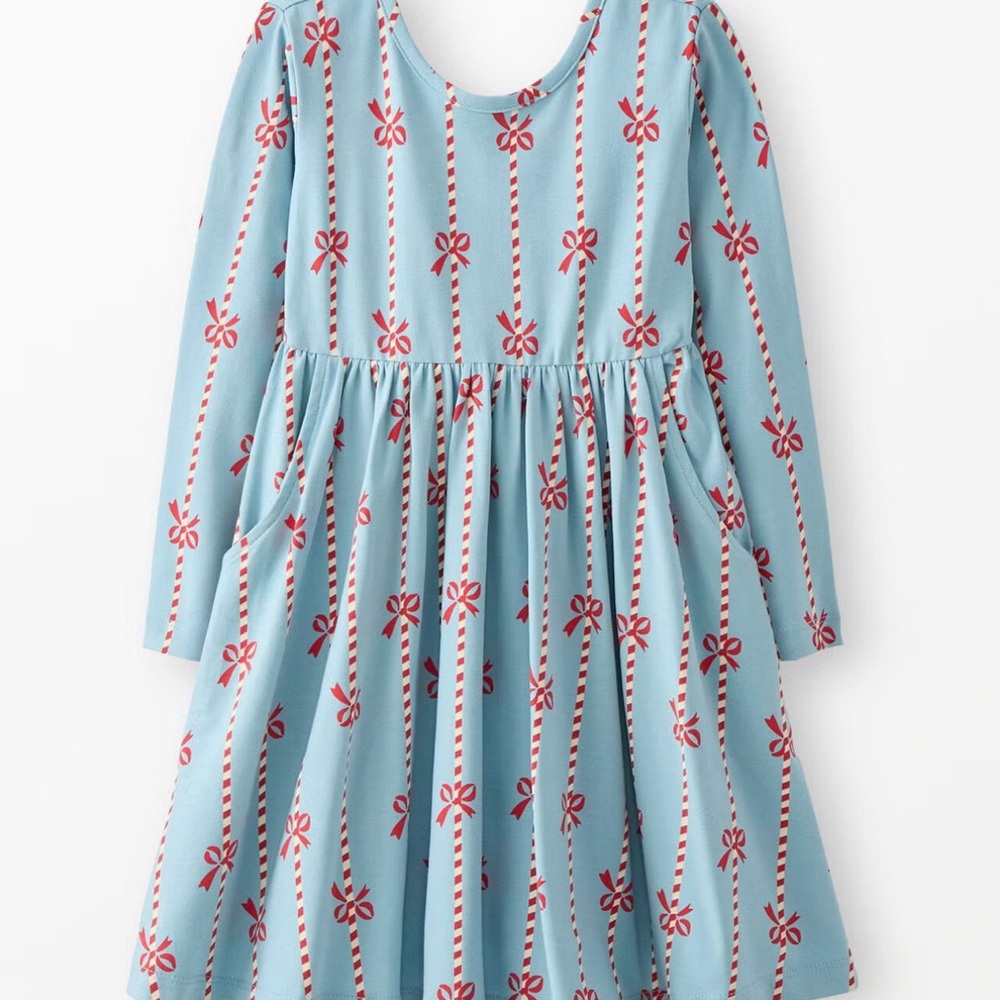 Hanna Andersson Blue and Red Skater Dress with Pockets